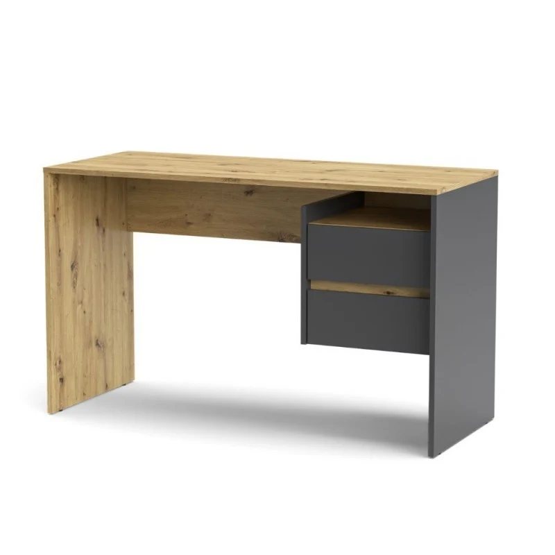 Scrivania moderna con 2 cassetti 125 cm colore rovere e antracite - Paco3