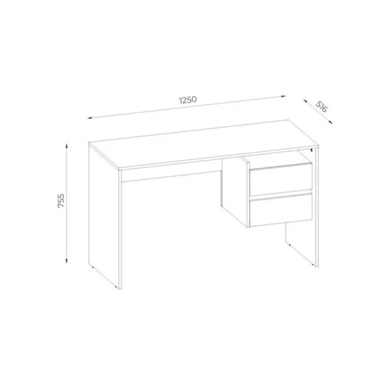 Scrivania moderna con 2 cassetti 125 cm colore rovere e antracite - Paco3