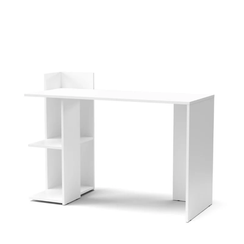 Scrivania moderna bianca con ripiani laterali 120 cm - Paco