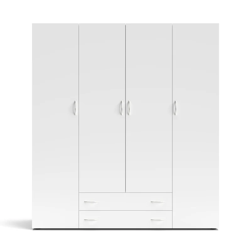 Armadio con 4 ante e 2 cassetti colore bianco 160x177H cm - Seba 4