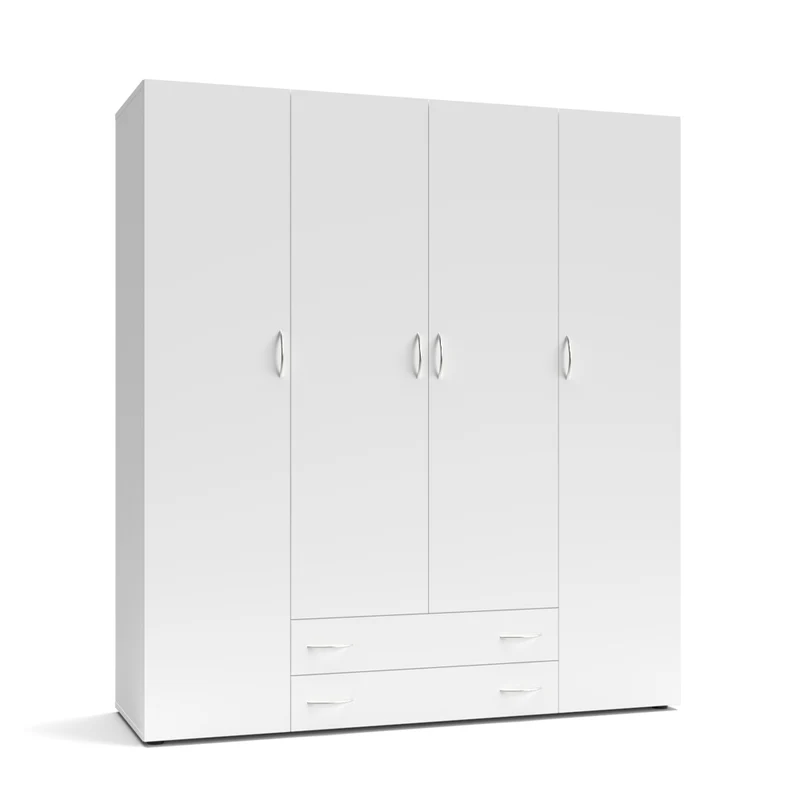 Armadio con 4 ante e 2 cassetti colore bianco 160x177H cm - Seba 4