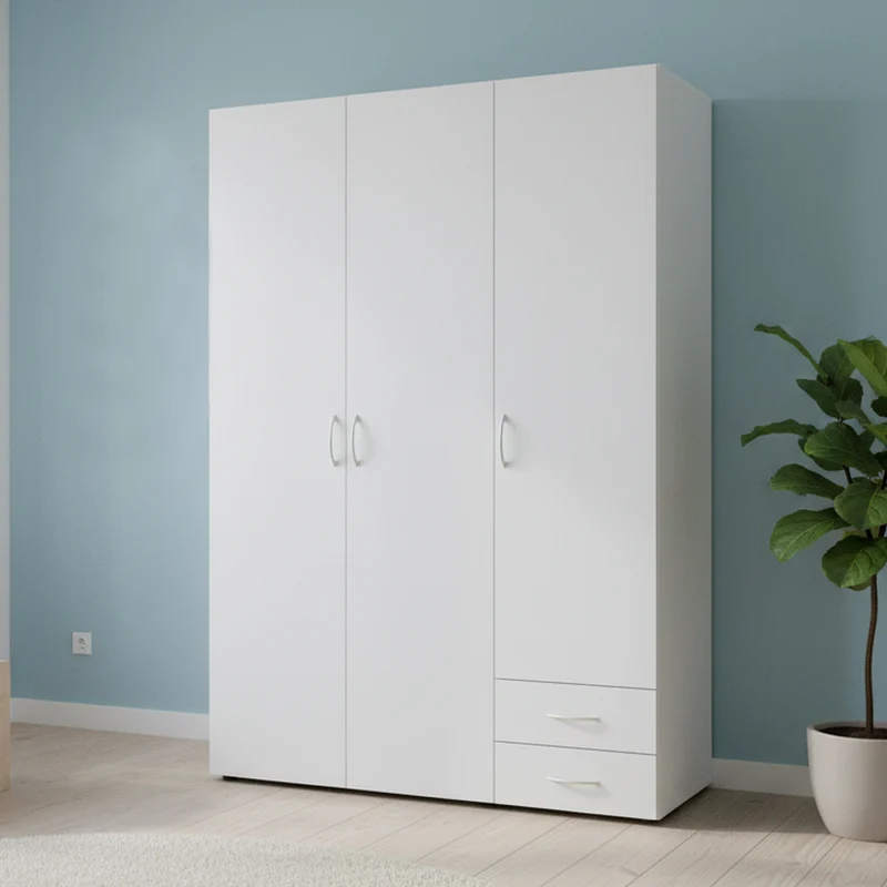 Armadio con 3 ante e 2 cassetti colore bianco 120x177Hcm - Seba 3