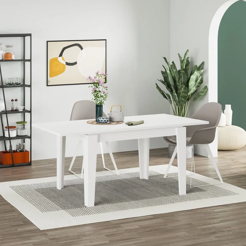 Tavolo moderno allungabile bianco larice 120x80 - Megaron