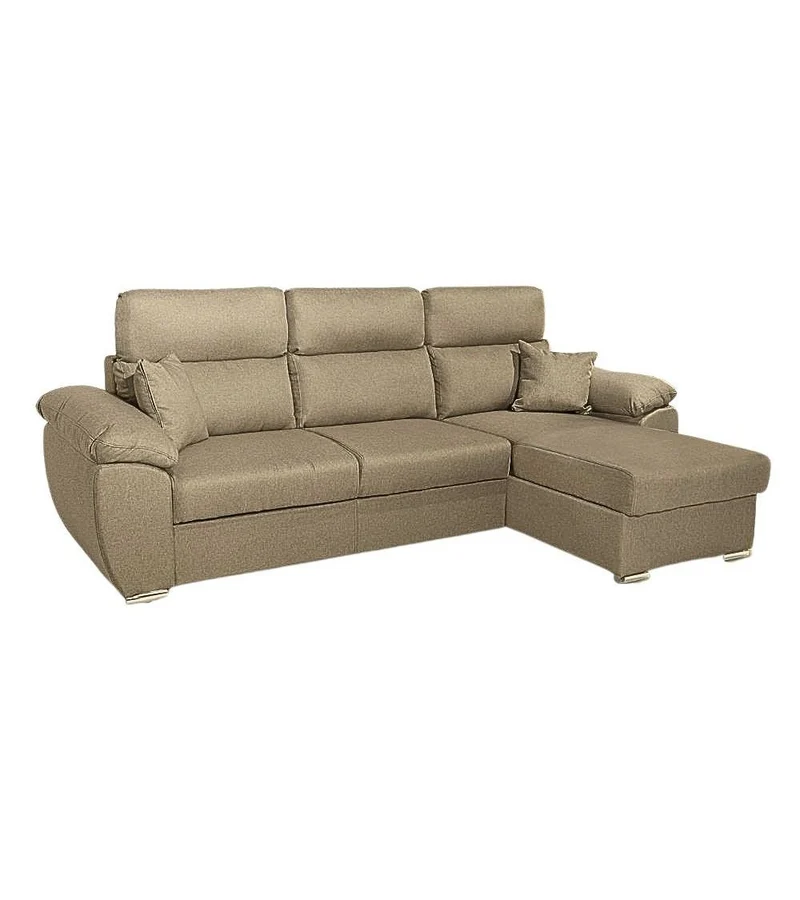 Divano con penisola contenitore cappuccino ComoII tessuto giulia9703
