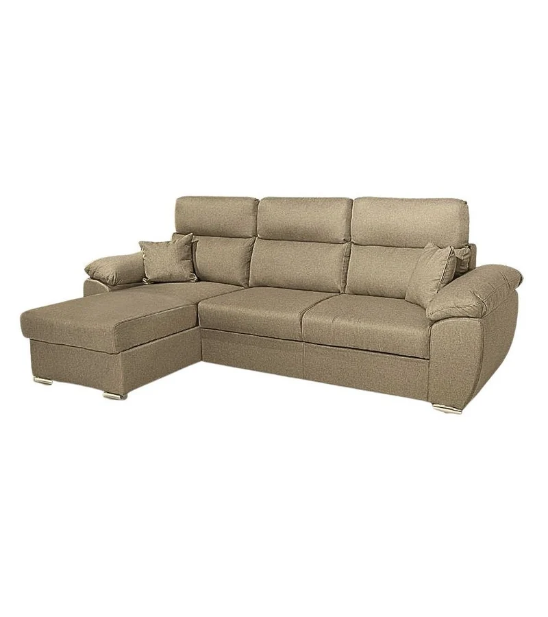 Divano con penisola contenitore cappuccino ComoII tessuto giulia9703