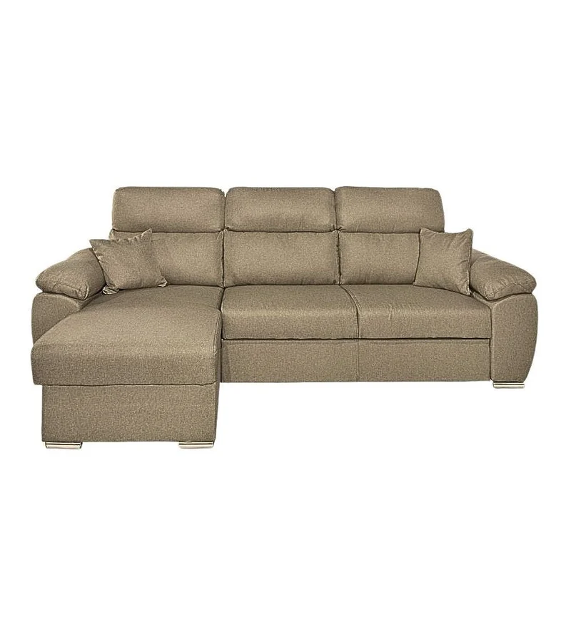 Divano con penisola contenitore cappuccino ComoII tessuto giulia9703
