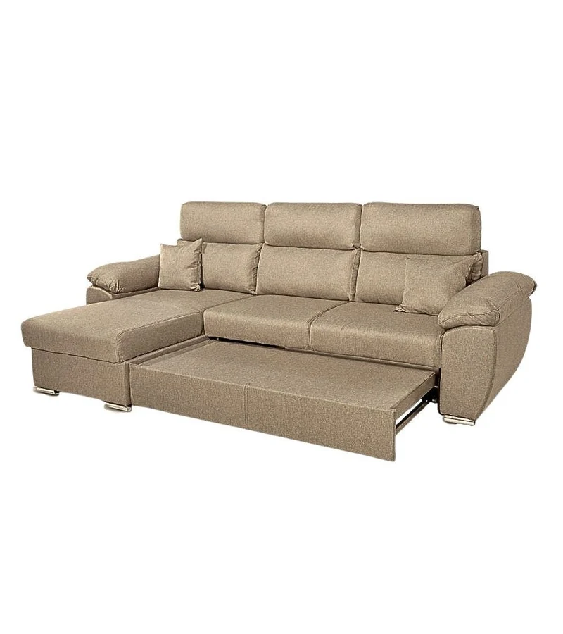 Divano con penisola contenitore cappuccino ComoII tessuto giulia9703