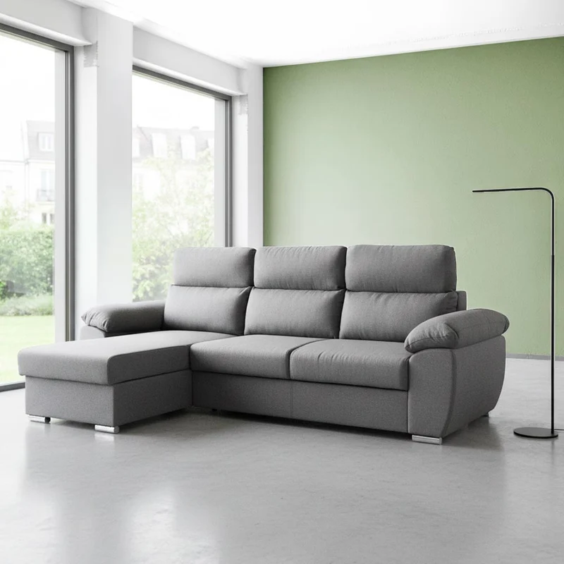 Divano con penisola contenitore grigio ComoII tessuto giulia9713