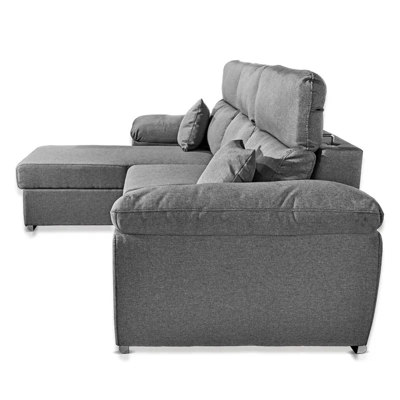 Divano con penisola contenitore grigio ComoII tessuto giulia9713