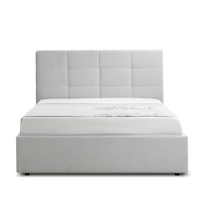 Letto una piazza e mezza con contenitore in tessuto color grigio - Napoli