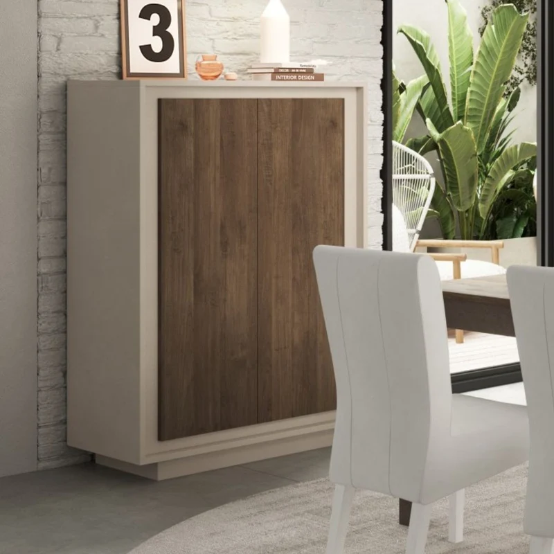 Mobile contenitore 106x146h cm con 2 ante colore cashmere e noce - Open