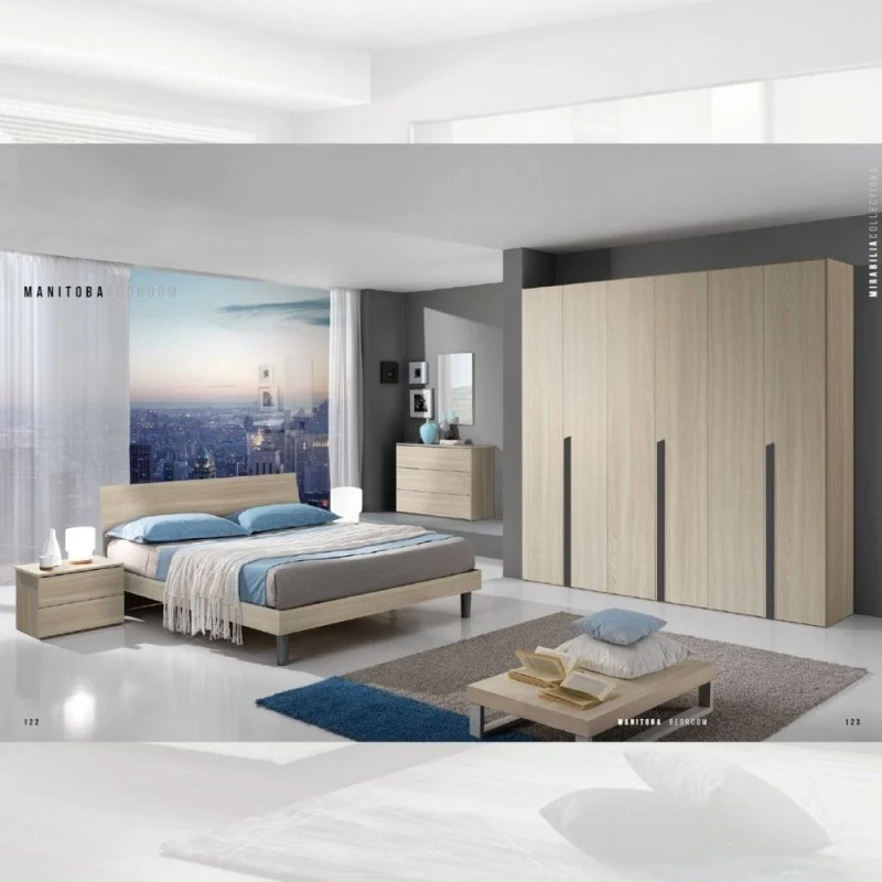 Letto singolo in legno colore olmo 100x205 cm - Manitoba