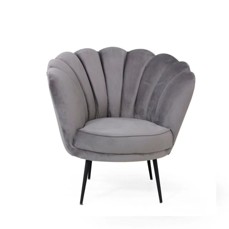 Poltrona a conchiglia con rivestimento in velluto colore grigio - Orel
