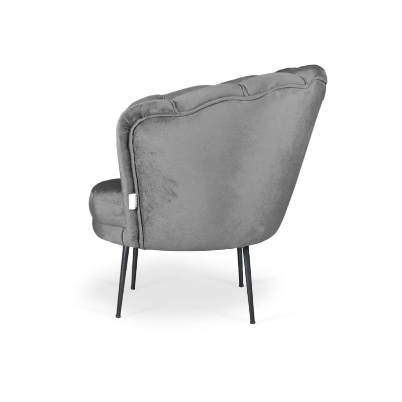 Poltrona a conchiglia con rivestimento in velluto colore grigio - Orel