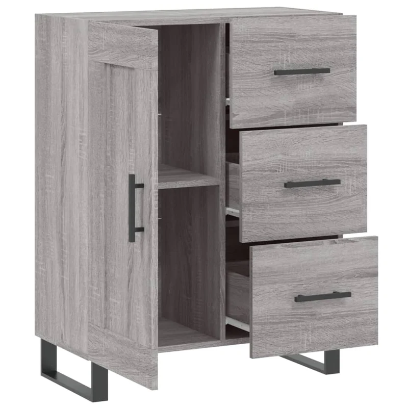 Buffet bahut commode armoire meuble de rangement organisateur cuisine salle de séjour salon sonoma 69,5 x 34 x 90 cm bois d'ingénierie gris 02_0036470