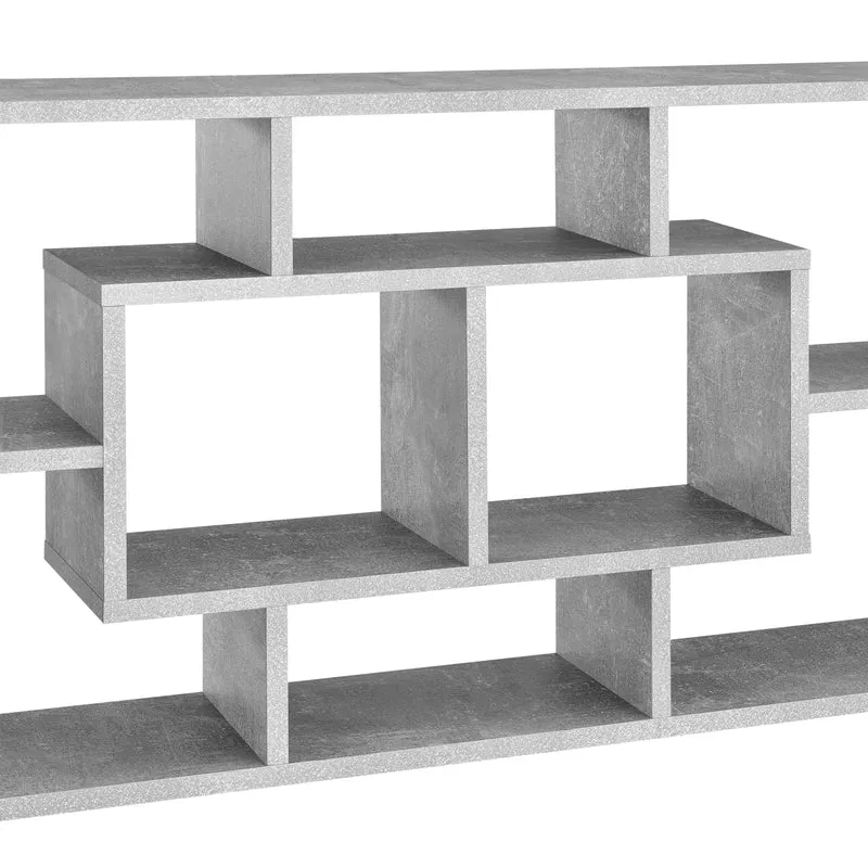Meuble mural design étagère flottante stylée 8 compartiments de rangement 85 cm gris 03_0005853