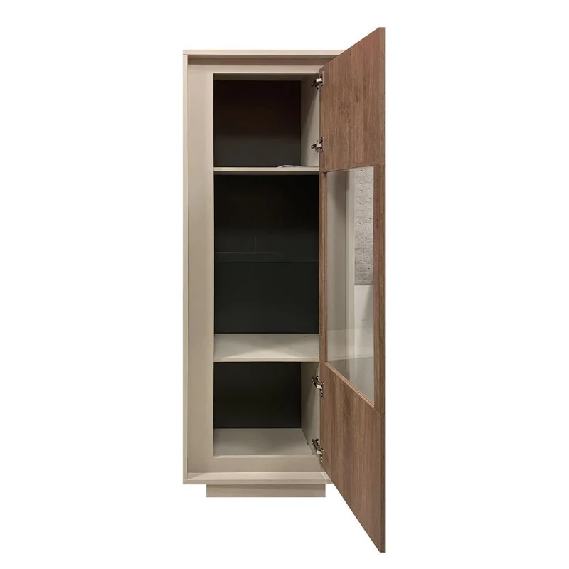 Vetrina moderna 67x197h cm con anta colore noce mercure e cashmere - Open
