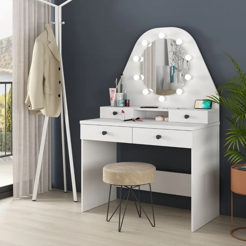 Toeletta trucco 100 cm con specchio e luci a Led colore bianca