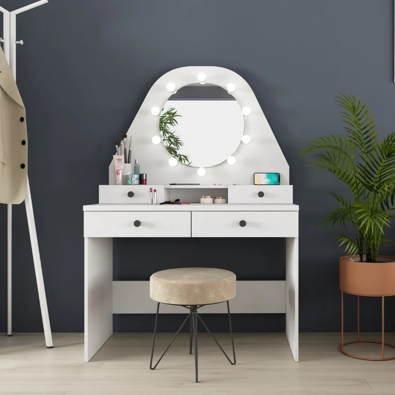 Toeletta trucco 100 cm con specchio e luci a Led colore bianca