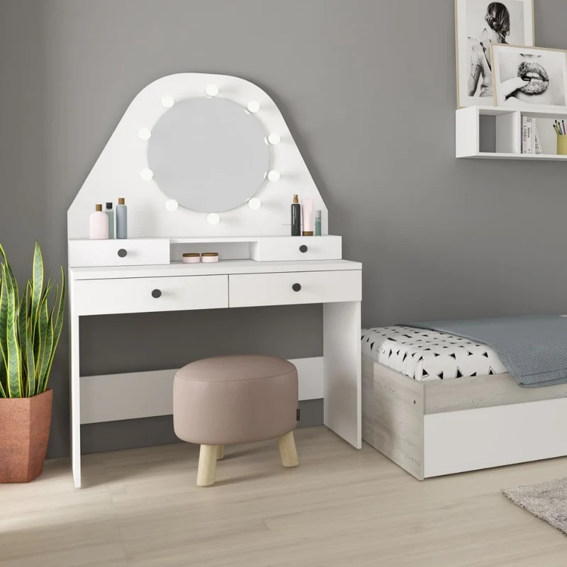 Toeletta trucco 100 cm con specchio e luci a Led colore bianca