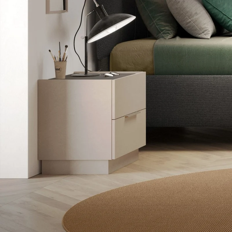 Comodino 50 cm con 2 cassetti colore cashmere - Musto