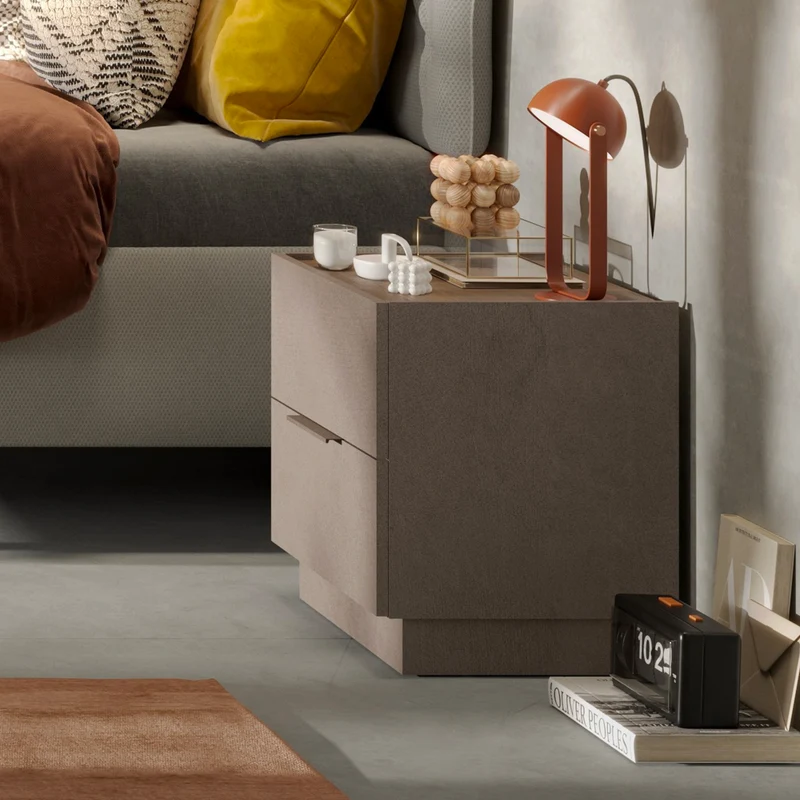 Comodino 50 cm con 2 cassetti colore bronzo - Mustella