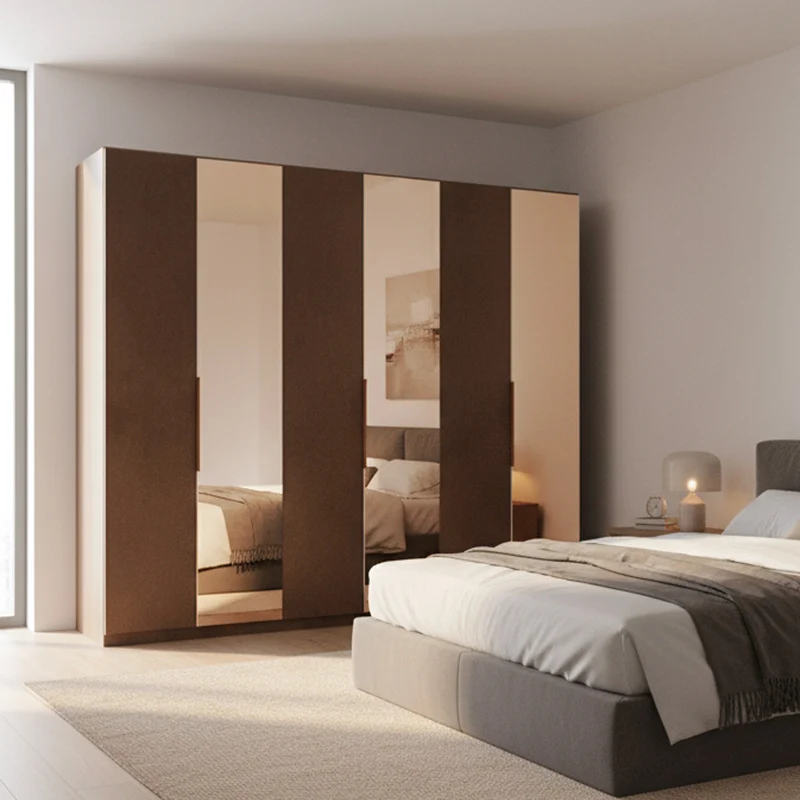 Armadio 275 cm con 6 ante battenti colore bronzo con specchi bronzati
