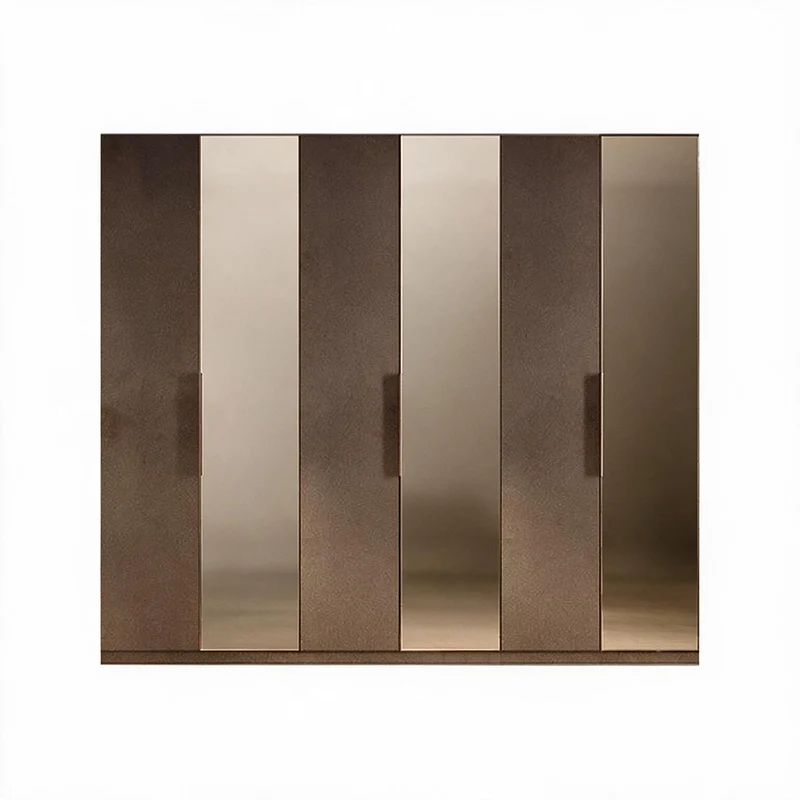 Armadio 275 cm con 6 ante battenti colore bronzo con specchi bronzati