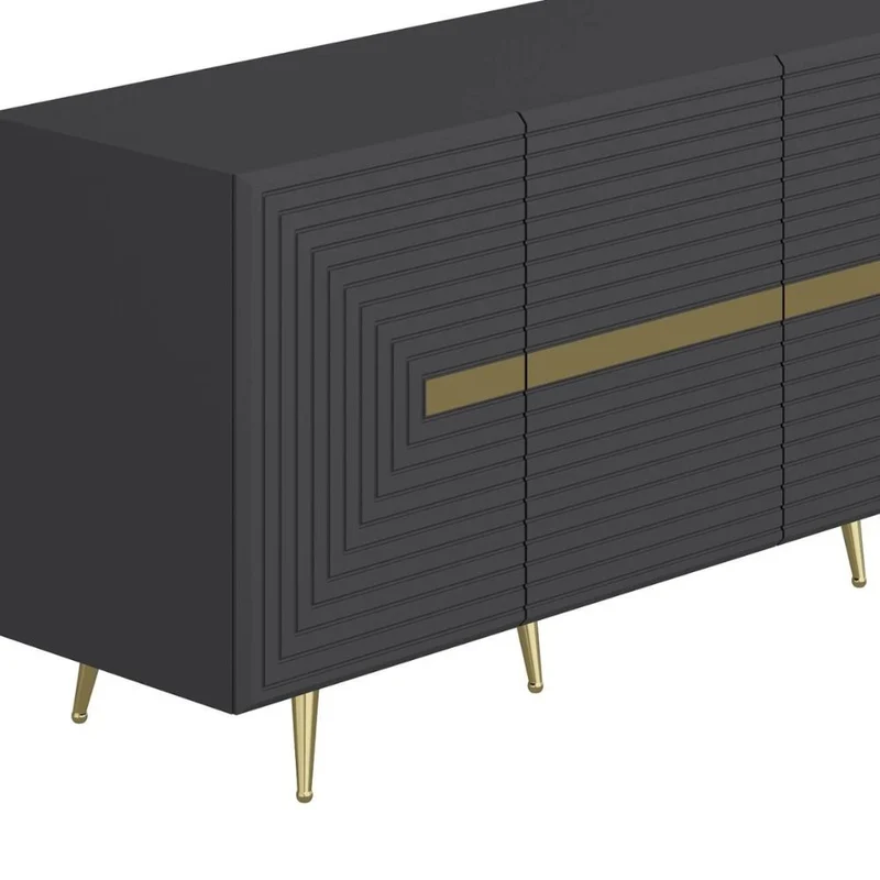 Madia in legno 180 cm con 4 ante colore antracite e particolari oro - Jose