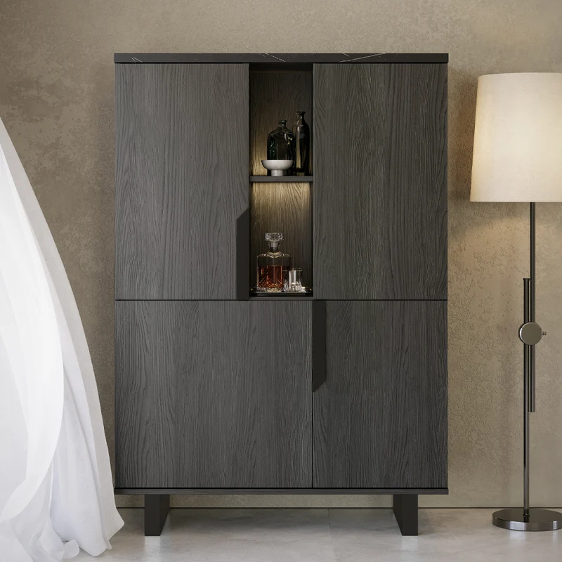 Vetrina credenza con 2 ante colore palissandro nero 110x159h cm - Zaira