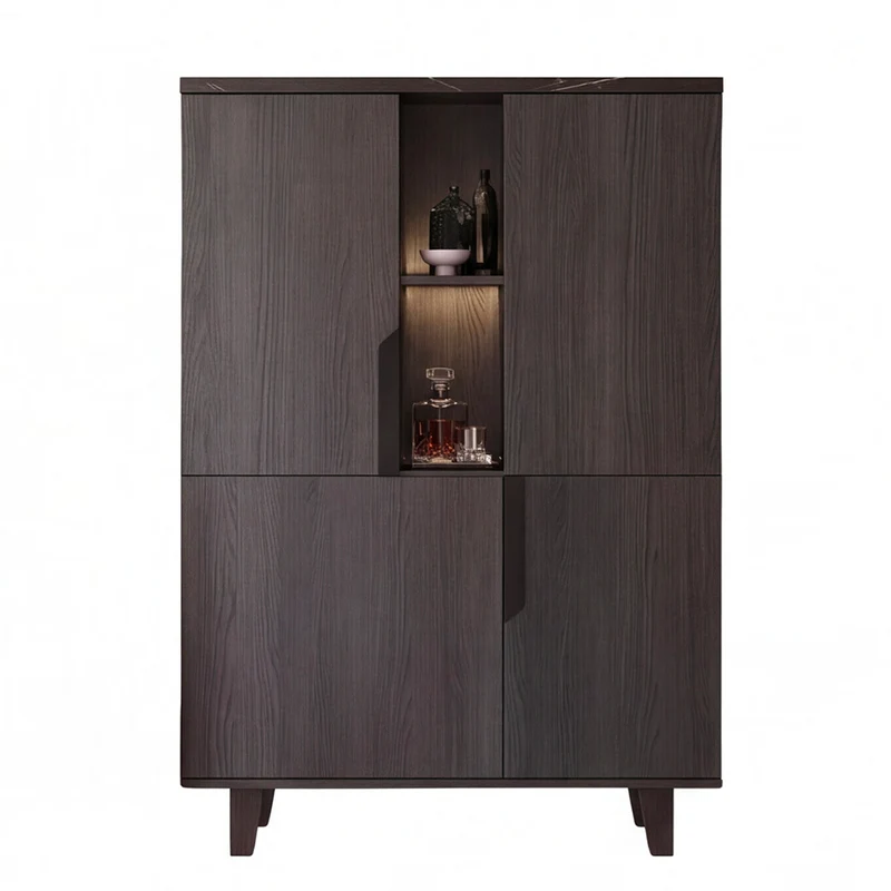 Vetrina credenza con 2 ante colore palissandro nero 110x159h cm - Zaira