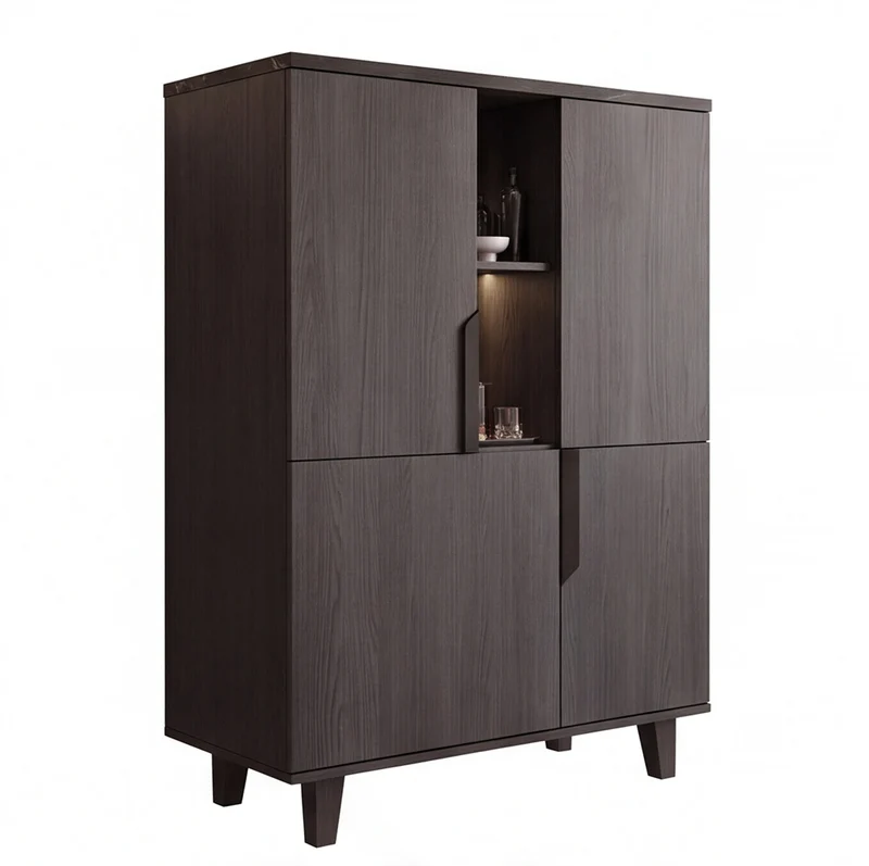 Vetrina credenza con 2 ante colore palissandro nero 110x159h cm - Zaira