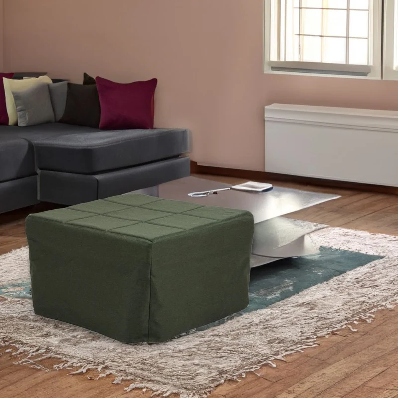 Pouf trasformabile in letto rivestimento in tessuto colore verde scuro - Vega