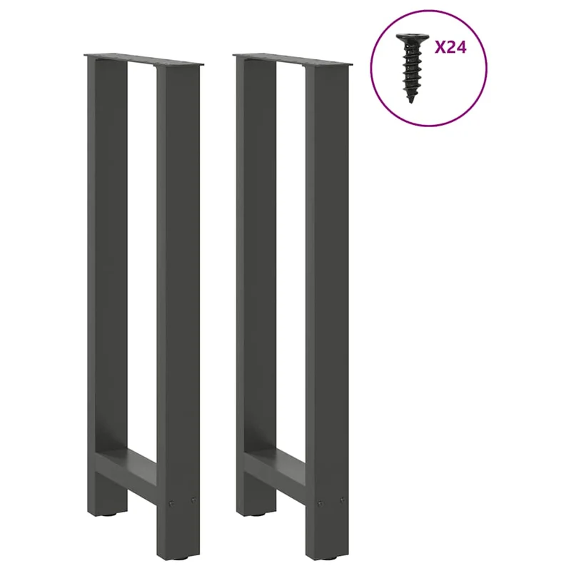 Lot de 2 pieds de table de bar modernes acier 50 x 100 cm avec niveleurs réglables en anthracite 02_0057582