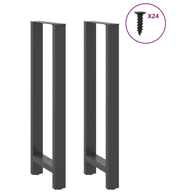 Lot de 2 pieds de table de bar modernes avec niveleurs réglables 50 x 110 cm en acier anthracite 02_0057594