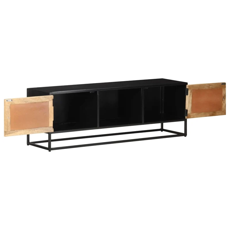 Meuble TV multimédia étagère télévision buffet téléviseur salle à manger salon chambre 120 x 30 x 40 cm bois de manguier brut brun 02_0025819