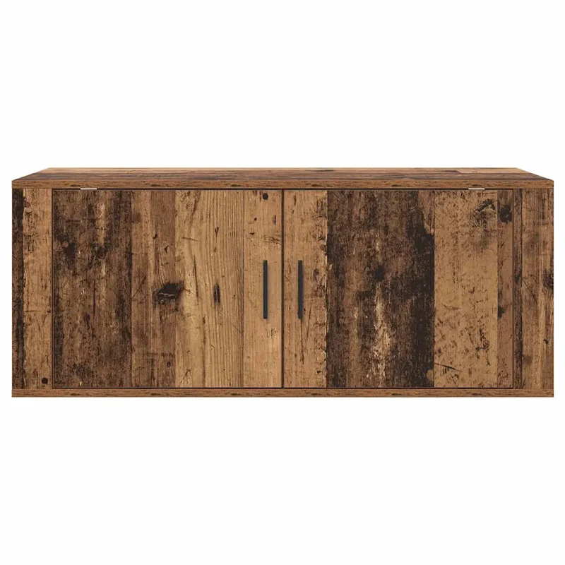 Meuble TV mural design rustique moderne 100 x 34 x 40 cm en bois d'ingénierie bois ancien 02_0052705