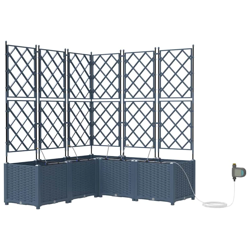 Lot de 3 cache-pots de jardin extérieur 80 x 80 x 143 cm résistant moderne en acier gris 02_0058562