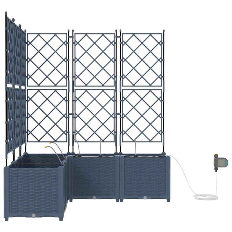 Lot de 3 cache-pots de jardin extérieur 80 x 80 x 143 cm résistant moderne en acier gris 02_0058562