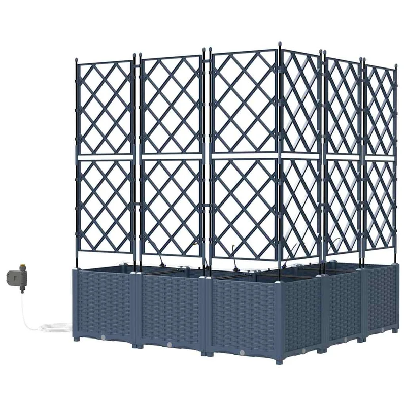 Lot de 3 cache-pots de jardin extérieur 80 x 80 x 143 cm résistant moderne en acier gris 02_0058562