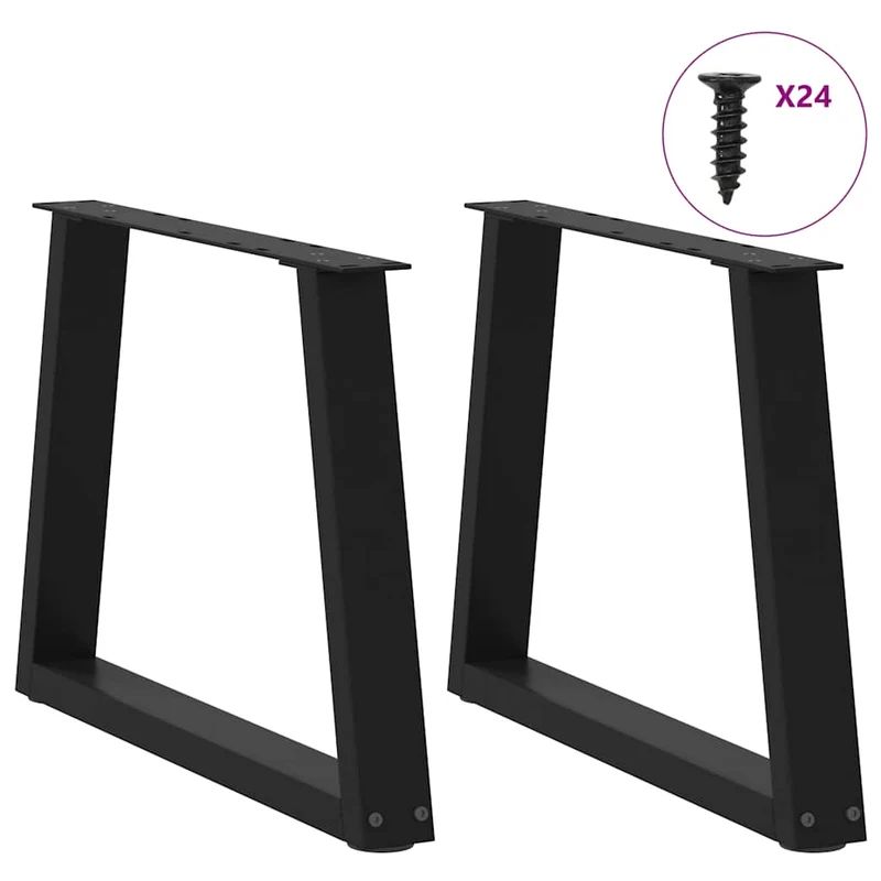 Lot de 2 pieds de table basse géométriques réglables 60 x 42-43,3 cm en acier noir 02_0056847