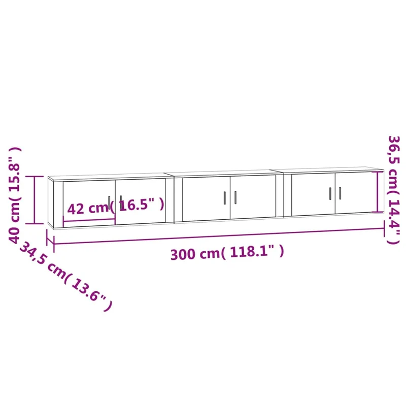 Meubles TV muraux multimédia étagère télévision buffet téléviseur salle à manger salon chambre 3 pièces 100 x 34,5 x 40 cm gris 02_0029034