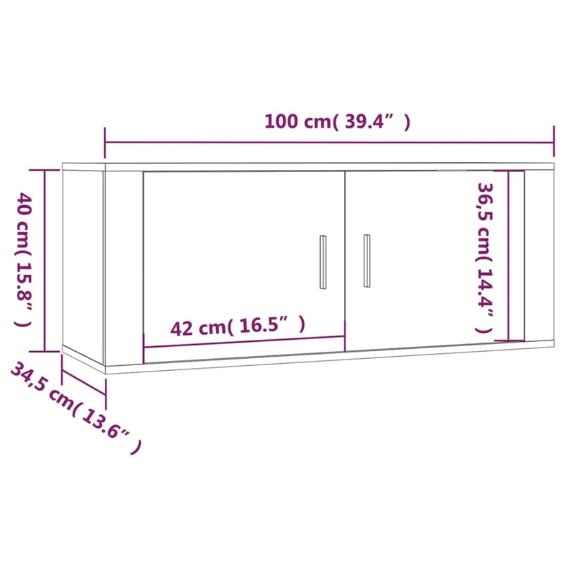 Meubles TV muraux multimédia étagère télévision buffet téléviseur salle à manger salon chambre 3 pièces 100 x 34,5 x 40 cm gris 02_0029034