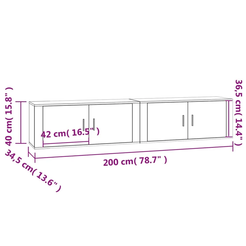 Meubles TV muraux multimédia étagère télévision buffet téléviseur salle à manger salon chambre 2 pièces sonoma 100 x 34,5 x 40 cm gris 02_0029011