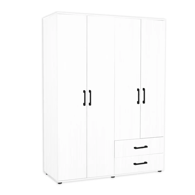 Armadio 120x170h cm con 4 ante e 2 cassetti colore bianco - GRD4422023