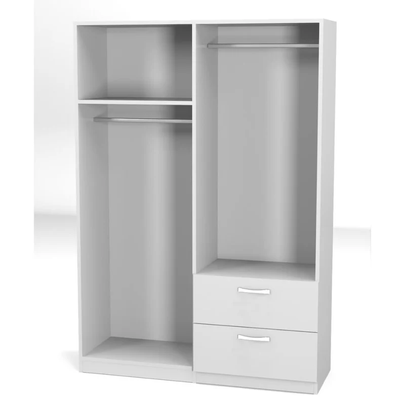 Armadio 120x170h cm con 4 ante e 2 cassetti colore bianco - GRD4422023