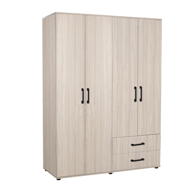 Armadio 120x170h cm con 4 ante e 2 cassetti colore rovere - GRD4422023