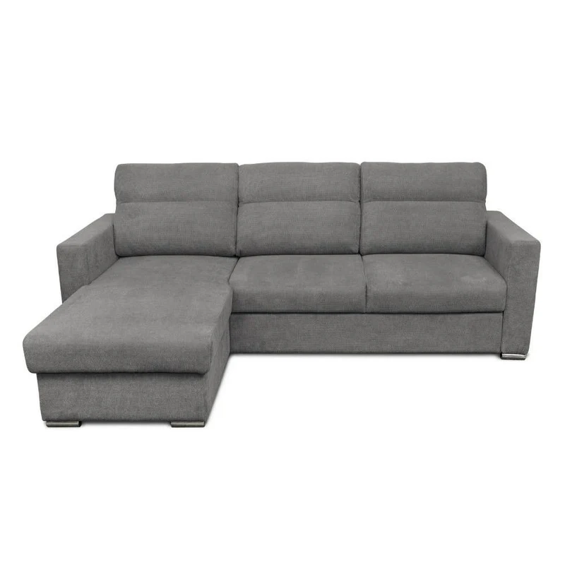Divano angolare con penisola reversibile e letto estraibile colore grigio - Kendall