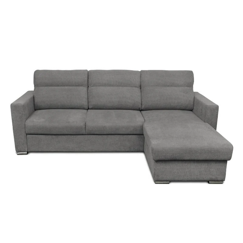 Divano angolare con penisola reversibile e letto estraibile colore grigio - Kendall