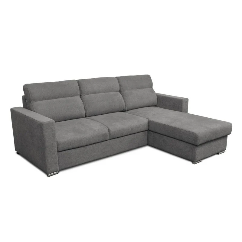 Divano angolare con penisola reversibile e letto estraibile colore grigio - Kendall
